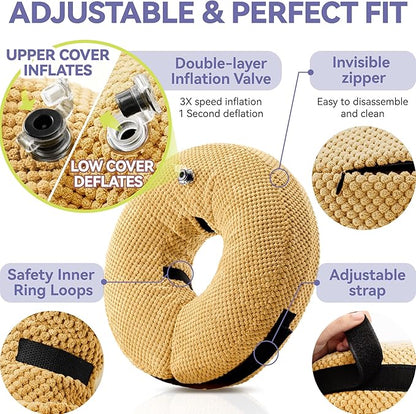 Loflaze Inflatable Dog Cone Collar - Dog Neck Donut Cone Collar Alternative After Surgery - Soft Cone for Large Medium Small Dogs Cats - Alternative Recovery E Collar (Yello, M)
