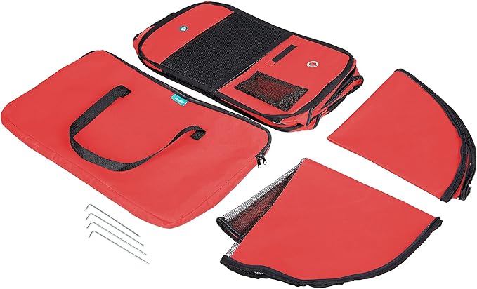 Deluxe Premium Pet Dog Playpen Portable Soft Dog Exercise Pen Kennel with Carry Bag for Dogs, Cats, Kittens, and All Pets (Medium, Red)
