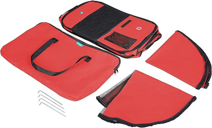 Deluxe Premium Pet Dog Playpen Portable Soft Dog Exercise Pen Kennel with Carry Bag for Dogs, Cats, Kittens, and All Pets (Medium, Red)