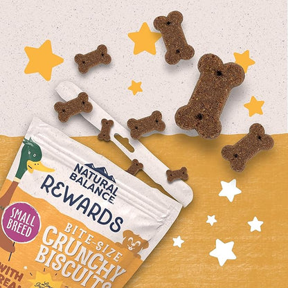 Natural Balance Limited Ingredient Rewards Crunchy Biscuits, Bite-Size Grain-Free Dog Treats for Small-Breed Dogs, Made with Real Duck, 8 Ounce (Pack of 2)