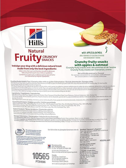 Hill's Natural Fruity Crunchy Snacks,All Life Stages,Great Taste,Dog Treats,Apples & Oatmeal,8 oz Bag,(Pack of 2)