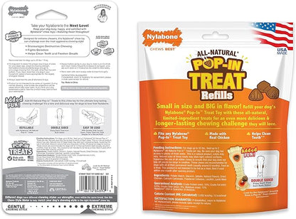 Nylabone Knuckle Bone Pop-in Treat Toy Power Chew Toy with 30 Refills, Interactive Treat Dispensing Enrichment Toys for Dogs, Long Lasting Chicken Flavor, Medium Dogs - Up to 35 lbs, 2 Pack