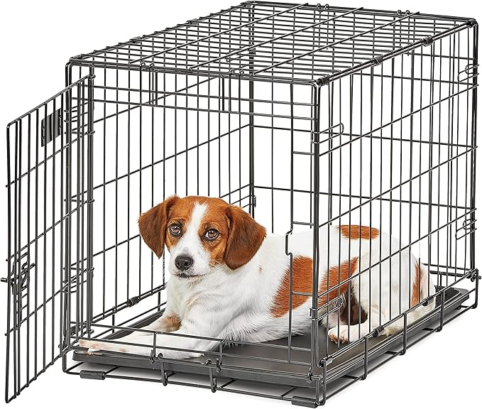 MidWest Homes for Pets 24-Inch LifeStages Crate for Small Breeds, 12-20 lbs, Single Door Folding Dog Crate with Divider Panel, Leak-Proof Tray & Secure Latch, Heavy-Duty & Easy to Assemble