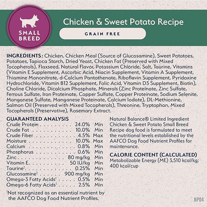 Natural Balance Limited Ingredient Small Breed Adult Grain-Free Dry Dog Food, Chicken & Sweet Potato Recipe, 12 Pound (Pack of 1)