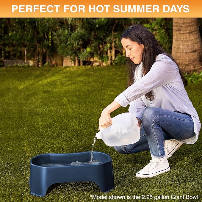 Neater Pet Brands Extra Large Water Bowl for Dogs, Outdoor Dog Water Bowl (1.25 Gallon XL Capacity), Big Trough Style Food Dish for Indoors or Outside, No Spill Large Dog Bowls, Dark Blue