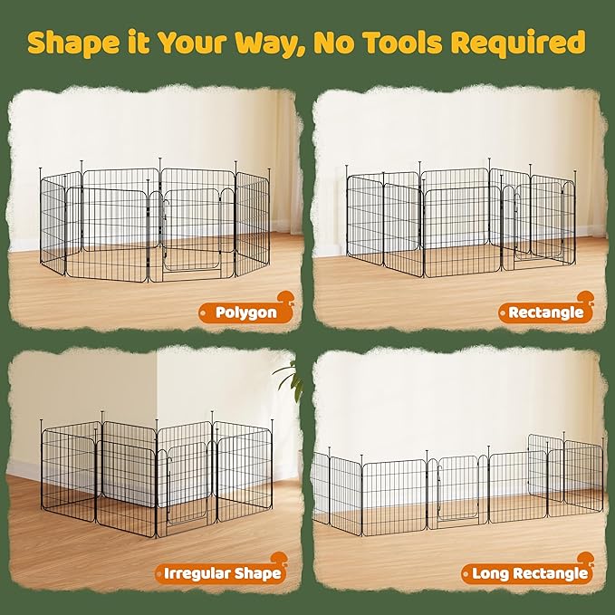 Yaheetech Expandable Dog Playpen, 8 Panel 24 inch Puppy Playpen with Door Indoor/Outdoor Pet Fence for Small Medium Dogs