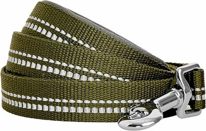 Blueberry Pet 3M Reflective Pastel Color Dog Leash with Soft & Comfortable Handle, 5 ft x 3/4", Olive Green, Medium, Leashes for Dogs