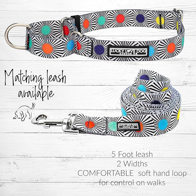 Lucky Love Dog, Adjustable Fun Style Martingale Collar for Dogs, Comfy & Bright Color, Premium No Slip Dog Collar - (Small, SOCO Mart)