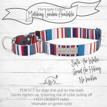 Lucky Love Dog Martingale Dog Collar - Adjustable, No-Slip, Durable, & Soft Webbing Collar for Male and Female Dogs Ideal for Training & Walking - Linus, Large