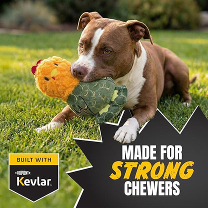 Bite Force -Durable & Strong Dog Toy Rooster with Squeaker, Kevlar-Reinforced for Aggressive Chewers for Small Medium Large Dogs - Green.