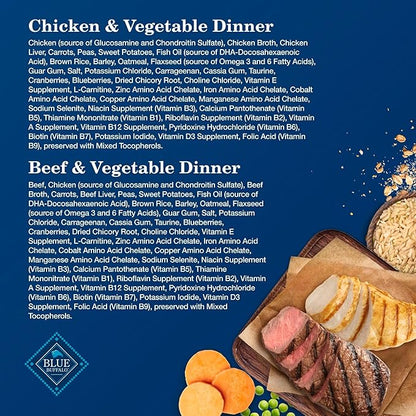Blue Buffalo Homestyle Recipe Senior Wet Dog Food, Made with Natural Ingredients, Beef Dinner and Chicken Dinner, Variety Pack, (12.5-oz Cans, 3 of Each Flavor)