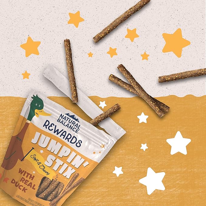 Natural Balance Limited Ingredient Rewards Jumpin' Stix, Grain-Free Dog Treats for Adult Dogs of All Breeds, Duck Recipe, 4 Ounce (Pack of 2)
