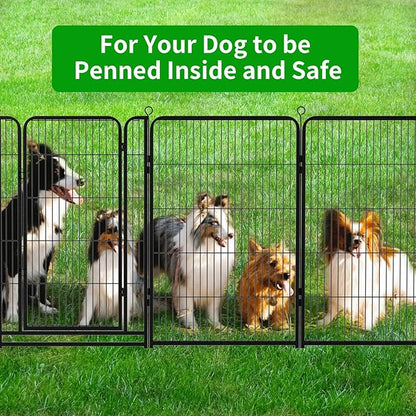 Kfvigoho Dog Playpen Outdoor Extra Wide 8 Piece Panels Heavy Duty Dog Fence 47" Height Anti-Rust with Doors Portable for RV Camping Yard, Total 21FT, 35 Sq.ft, Snowy Black