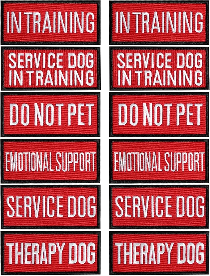 Pistha 12 Pieces Removable Service Dog Vest Patches Do Not Pet in Training Emotional Support Dog Vest Patches(3.6 x 1.6Inch)
