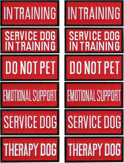 Pistha 12 Pieces Removable Service Dog Vest Patches Do Not Pet in Training Emotional Support Dog Vest Patches(3.6 x 1.6Inch)