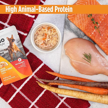 Nulo Freestyle Chicken, Salmon, & Carrot in Broth Real Meat Dog Food Topper, 2.8 Ounce (Pack of 24)