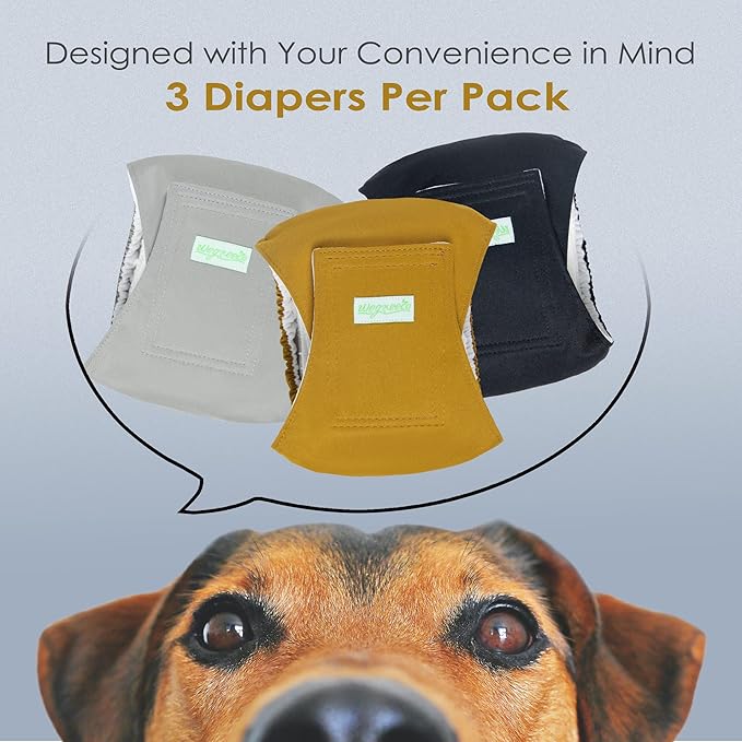 Wegreeco Washable Male Dog Belly Wrap - Pack of 3 - (Gold,Black,Grey,Small)
