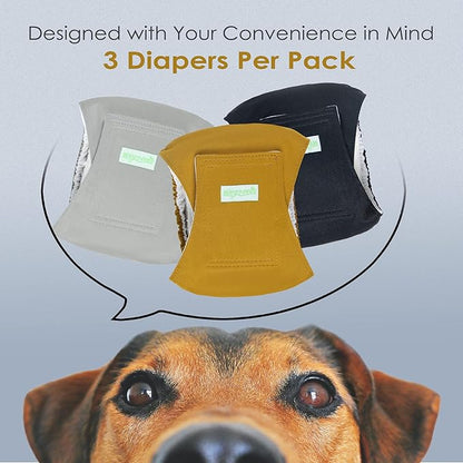 Wegreeco Washable Male Dog Belly Wrap - Pack of 3 - (Gold,Black,Grey,Small)