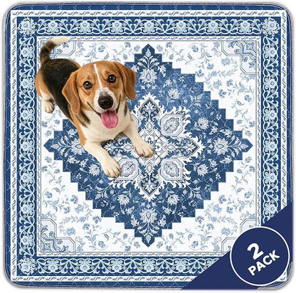 INVENHO 2PACK Washable Pee Pads for Dogs, Reusable Dog Pads Upgrade Non-Slip Dog Pee Pads Heavy Absorbency Puppy Pee Pads Quick Dry Whelping Pads/Waterproof Puppy Training Pad