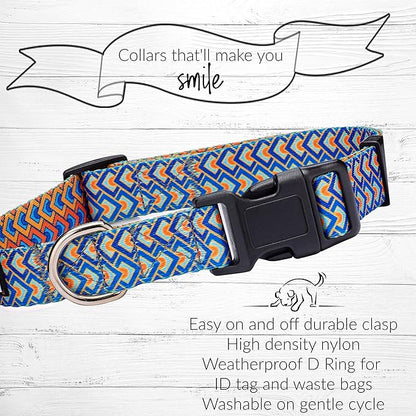Lucky Love Dog, Bold Matching Dog Collar and Leash Set, Soft & Adjustable, Geometric Pattern Collar and Leash for Male Female Dogs - (X-Small, Murphy Combo)