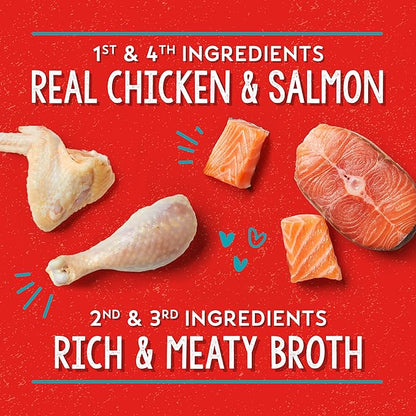 Stella & Chewy's Lil Bites Savory Stews for Small Breeds Chicken & Salmon Dinner in Broth,2.7 oz. Cups,(Pack of 24)