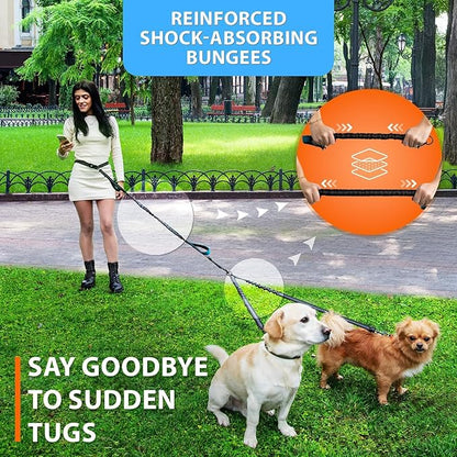 SparklyPets - Hands Free Double Dog Leash - Dual Dog Leash for 2 Small Dogs - with Padded Handles, Reflective Stitches - No Pull, Tangle Free, for Walking, Hiking, Canicross - for Small Dogs