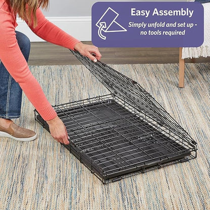 MidWest Homes for Pets 30-Inch iCrate for Medium Breeds, 21-40 lbs, Single Door Folding Dog Crate with Divider Panel, Leak-Proof Tray & Secure Latch, Portable, Durable & Easy to Assemble