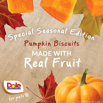 Dole for Pets Dog Biscuits Pup-kin Spice Pumpkin Fall Flavor, Real Vegetable Flavor Vegan Crunchy Treats, No Wheat Corn Soy or Artificial Additives, Bite Size Training Snacks for Dogs, 7 Oz