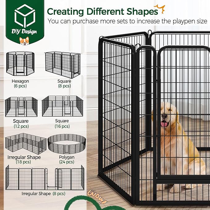 Yaheetech Dog Playpen Outdoor, 47 inch 12 Panels Dog Pen Indoor Heavy Duty Puppy Exercise Pen Metal Pet Fence for RV Camping/Yard/Garden