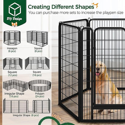 Yaheetech Dog Playpen Outdoor, 47 inch 12 Panels Dog Pen Indoor Heavy Duty Puppy Exercise Pen Metal Pet Fence for RV Camping/Yard/Garden