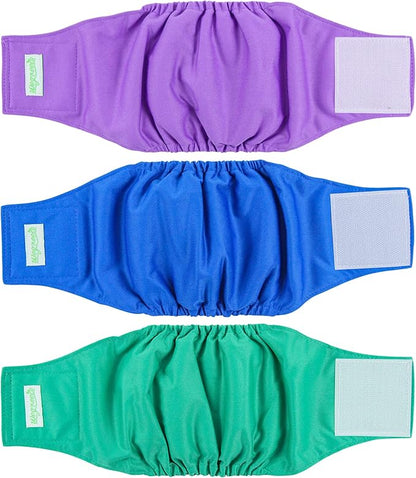 wegreeco Washable Dog Diapers - Washable Male Dog Belly Wrap - Pack of 3 - (Blue,Green,Purple,X-Large)