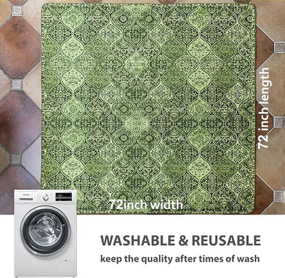 nunubaby 2PACK Washable Pee Pads for Dogs, Stylish, Non-Slip and Leak-Proof Pee Pads. Reusable Potty Pads for Dogs for Crates and Floors.(Green/Multi, 72" x72" )