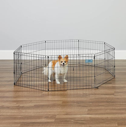 MidWest Homes for Pets 18-Inch Exercise Pen, for Indoor and Outdoor use, 16 Sq Feet of Play, Folding Dog Pen, No Door Design for Maximum Security, Easy to Set Up, Foldable Dog Playpen