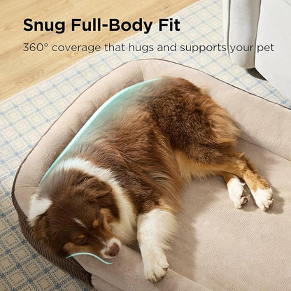 Bedsure XL Pro Orthopedic Dog Beds Large Sized Dog - 360° Oval Bolster Jumbo Dogs Bed for Senior Dogs with Waterproof Washable Cover, Extra Large Pet Sofa Couch with Ultra-Soft Fleece, Brown, 45"