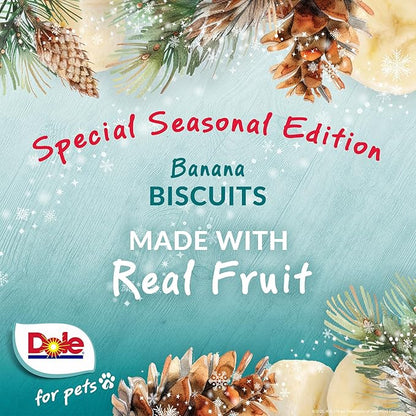 Dole for Pets Dog Biscuits Banana Blizzard Winter Flavor, Real Fruit Flavor Vegan Crunchy Treats, No Wheat Corn Soy or Artificial Additives, Bite Size Training Snacks for Dogs, 7 Oz