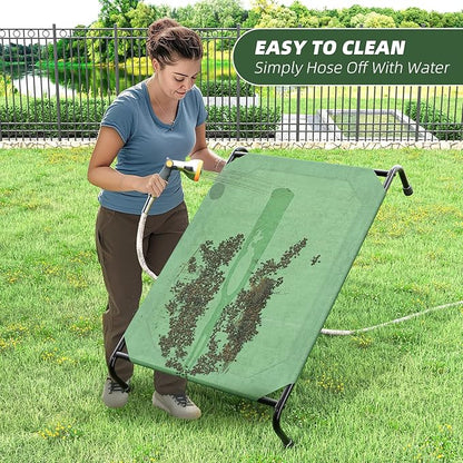 Simple Trending Raised Dog Bed for Large Dogs, Waterproof XL Dog Cot, Outdoor Cooling Elevated Pet Bed, 47.75" x 30.5", Green