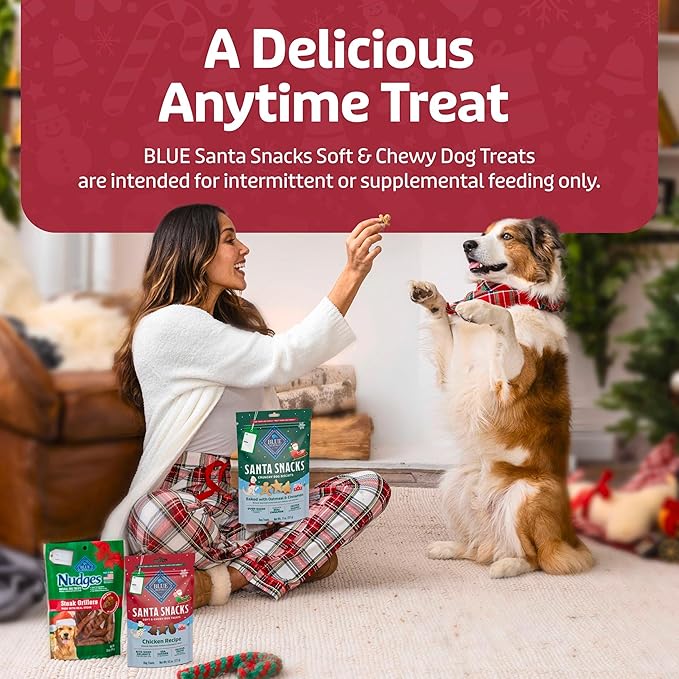 Blue Buffalo Santa Snacks Soft-Moist Dog Bits for Training, Chicken, 4.5-oz Bag