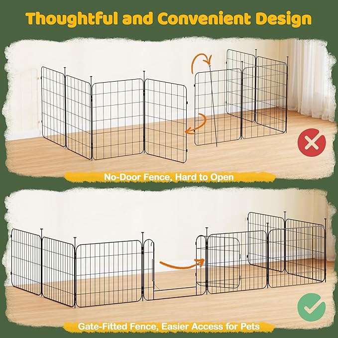 Yaheetech Expandable Dog Playpen, 8 Panel 20 inch Puppy Playpen with Door Indoor/Outdoor Pet Fence for Small Medium Dogs