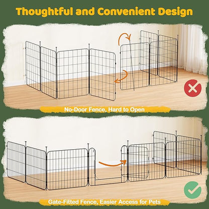 Yaheetech Expandable Dog Playpen, 8 Panel 20 inch Puppy Playpen with Door Indoor/Outdoor Pet Fence for Small Medium Dogs