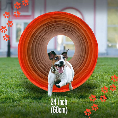 Houseables Dog Agility Tunnel, Dog Tunnel, Agility Equipment, 18 Feet, Puppy Obstacle Course, Crawling, Pet Playground, Small, Medium, Large, Indoor/Outdoor, Play, Pop Up Set, Exercise Tube, Toy, Red
