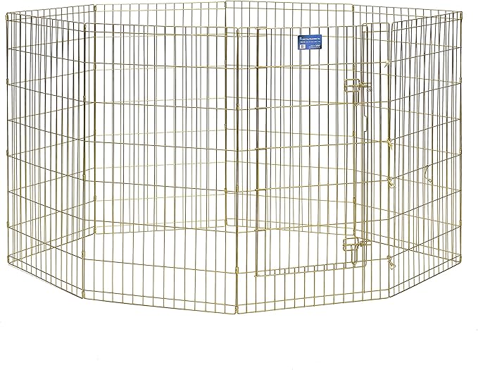 MidWest Homes for Pets 42-Inch Exercise Pen, for Indoor and Outdoor Use, 16 Sq Feet of Play, Single Door Folding Dog Pen, with Large Door Opening & Secure Latch, Easy to Set Up, Foldable Dog Playpen