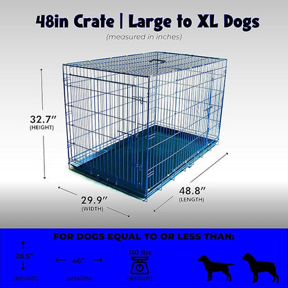 PET Expressions Luxury Colorful 48 Inch Foldable Dog Crate with 2 Doors | Free Training Ebook and Pet Calming Music | 3 Colors & 3