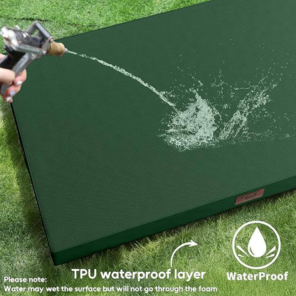 Outdoor Extra Large Dog Bed, Waterproof Dog Bed for Large Dogs, Orthopedic Egg Crate Foam Pet Bed with Washable Removable Oxford Cooling Cover, 44x32 Inch, Dark Green