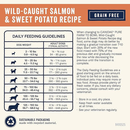 Canidae Pure Farm to Bowl, Grain-Free, Wild-Caught Salmon & Sweet Potato Dog Food, Adult 12lb