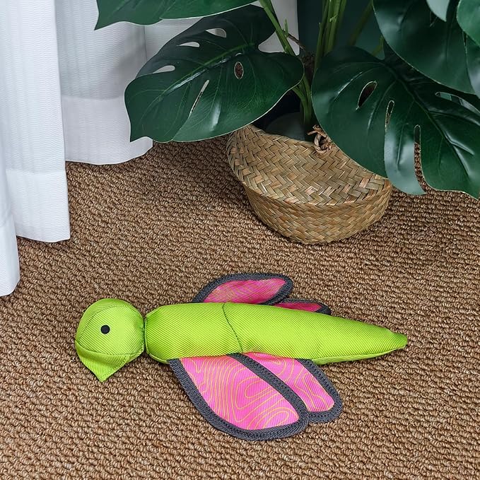 Pink Green Dragonfly Oxford Launching Flying Dog Toy Slingshot Chase Fetch Training Interactive Dog Toy Durable Stuffed Animal Crinkle Dog Squeaky Toy for Medium Large Dogs Toy Gift 31cm/12.2in