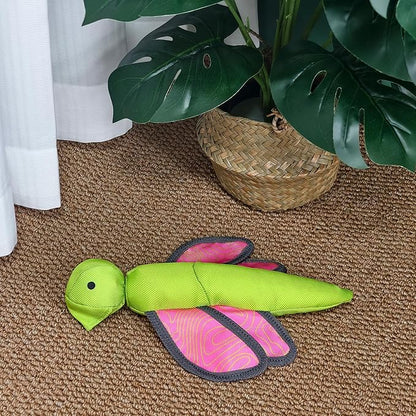 Pink Green Dragonfly Oxford Launching Flying Dog Toy Slingshot Chase Fetch Training Interactive Dog Toy Durable Stuffed Animal Crinkle Dog Squeaky Toy for Medium Large Dogs Toy Gift 31cm/12.2in