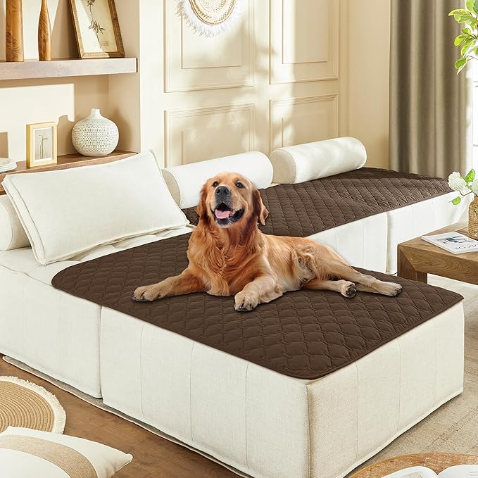 gogobunny 3X Stronger Waterproof Pet Blanket, Scratch Proof Furniture Protector for Dogs Cats, Reversible Cover 40x50 Inch, Dark Chocolate
