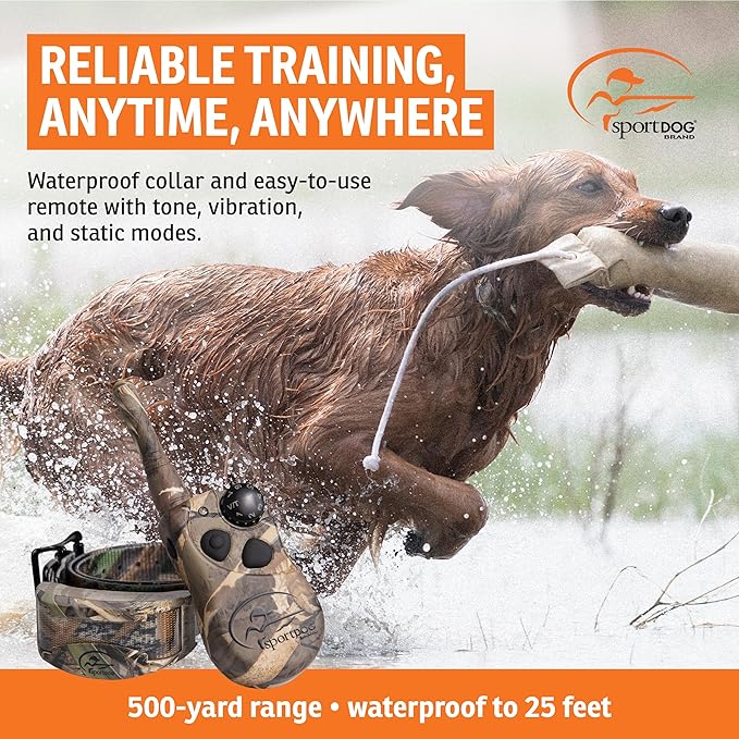 SportDOG WetlandHunter 425X Remote Trainer - Reliable Off-Leash Control - Rechargeable - Waterproof DryTek Technology - Adjustable Training Collar - Camouflage - 500-Yard Range, 1 Collar