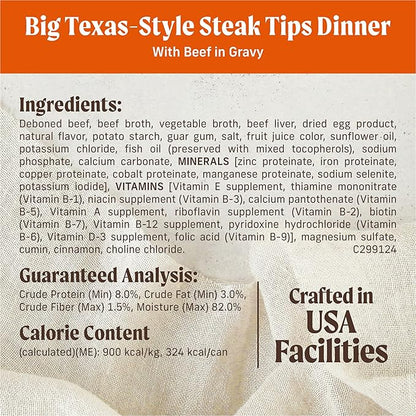 Merrick Chunky Grain Free Premium And Wholesome Canned Dog Food, Real Meat Big Texas Steak Tips Dinner - (Pack of 12) 12 ct. Cans