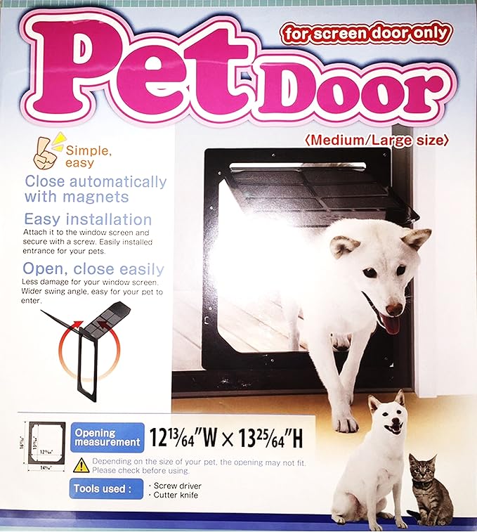 TAKARA INDUSTRY Pet Dog Door for Screens, Medium/Large